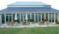 Glazed lantern on poolhouse slate roof
