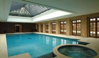 Pool house internal showing large glazed lantern