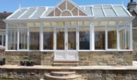 Contemporary conservatory on stone base in Northumberland